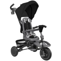AIYAPLAY Triciclo per Bambini 6 in 1 con Maniglione di Spinta e Sedile Girevole, 111.5x52x98 cm, Nero(m-1)