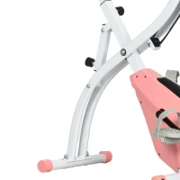 HOMCOM hometrainer fietstrainer hometrainer LCD display inklapbaar verstelbaar roze+wit(m-13)