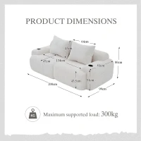 Modular 2-Seater Sofa with Built-In Cup Holder and Side Storage Pocket, Ribbed Corduroy Couch with High-Density Foam, 200L x 99W x 80H cm, Beige(m-3)