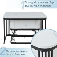 Nesting Coffee Table Set with Open Storage Shelf, Space-Saving Center Table Set with MDF Tops, 70L x 70W x 45H cm, White+Black(m-7)