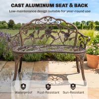 Outsunny Cast Aluminium Garden Bench - Bronze Tone(m-5)