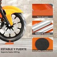 HOMCOM Soporte Rodillo Moto para Limpieza de Neumáticos y Lubricación de Cadenas Moto < 220 kg y Ancho de Neumático <180 mm(m-5)