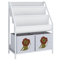 AIYAPLAY Bücherregal für Kinder Kinderregal mit 2 offenen Fächer 3 Hängeregale 60 x 30 x 76 cm Weiß