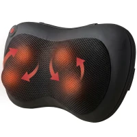 HOMCOM Pernă de Masaj Spate și Gât cu Încălzire și 4 Noduri Shiatsu, pentru Acasă, Birou, Mașină, Negru(m-12)