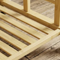 HOMCOM Bamboe kledingrek op wielen, compact, met hangers, ophangstangen, opbergvak en onderrek, eikenlook(m-12)
