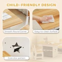 AIYAPLAY Kids Table and Chair Set, Toddler Table and 2 Chairs Set with 6 Removable Drawers, for Boys Girls Ages 3-8, Natural(m-6)