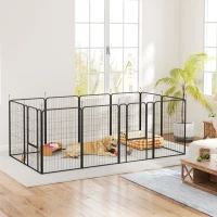 PawHut Țarc pentru Câini Pliabil din Oțel cu Țăruși pentru Interior și Exterior, 68 x 100 cm, 12 Panouri, Negru(m-10)