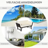 Outsunny 2-zits tuinbank tuinmeubelen tuinbank tuinbank loungebank poly-rotan staal(m-7)