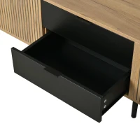 Durable TV Unit with Integrated Cable Management, Modern Lowboard with 2 Drawers and 3 Cabinets, 208L x 40W x 48H cm, Natural(m-14)