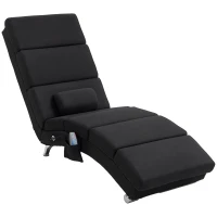 HOMCOM Massagestoel, relaxfauteuil, ligstoel met 8 vibratiepunten, 5 modi, 56 x 168 x 84 cm, zwart(m-11)