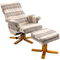 HOMCOM Swivel Recliner Chair with Footstool, Faux Leather Reclining Chair with Wooden Base and Storage for Living Room, Bedroom, Black(m-12)