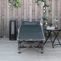 Outsunny Campingbed, Opvouwbaar Veldbed met Hoofdkussen, 188 x 64,5 x 53 cm, Grijs(m-7)