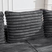 Convertible Sofa Bed with High Backrest and Extra Pillow, Ribbed Corduroy Couch with Dual Side Pockets, 107.5L x 38.5W x 34H cm, Dark Gray(m-10)