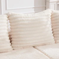 Convertible Sofa Bed with High Backrest and Extra Pillow, Ribbed Corduroy Couch with Dual Side Pockets, 107.5L x 38.5W x 34H cm, Beige(m-10)