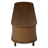 Stylish Oval TV Cabinet with Rattan-Style Fronts, Sturdy Lowboard with 30 kg Load Capacity, 180L x 40W x 40H cm, Walnut(m-14)