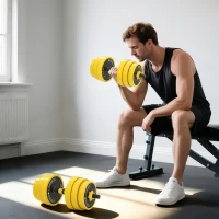 HOMCOM 25KG Dumbbell & Barbell  Adjustable Set Plate Bar Clamp Rod Home Gym Sports Area Exercise Ergonomic(m-2)
