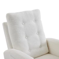 ModernLuxe Rocking Chair with Boucle Fabric Upholstery, Nursing Armchair with Side Pocket, 66.5L x 121.5W x 102H cm, White(m-12)