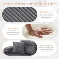 Contemporary 4-Seater Fabric Sofa with 2 Chaise Longues, Minimalist U-Shaped Couch with Integrated Cup Holders, 272L x 136W x 86H cm, Dark Gray(m-7)