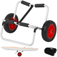 HOMCOM Carrellino da Spiaggia Pieghevole per Kayak e Canoa con Paraurti, in Alluminio e NBR, 70x40x42 cm(m-11)