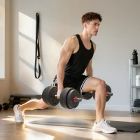 HOMCOM 2 in 1 dumbbell set 25 kg verstelbare dumbbell & barbell professionele dumbbell krachttraining en gewichtheffen voor fitness thuis(m-8)