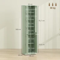 HOMCOM Mobile Bagno Alto a 6 Ripiani con Ripiano Regolabile, Verde Salvia(m-3)
