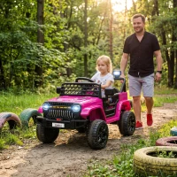 AIYAPLAY Kinder Elektroauto 12V Kinderauto Elektrisch mit 2,4 GHz Fernbedienung 2 Motor Hupe LED Musik für 3-8 Jahre Rosa(m-2)