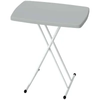 Outsunny Table d'appoint pliable en HDPE table pliante hauteur réglable sur 6 niveaux pour patios jardins 76 x 50 x 74 cm gris(m-12)