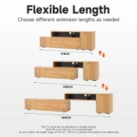 Sleek TV Wall Unit Set with Flexible Length Up to 265 cm, Freestanding Display Cabinet Set with Adjustable Sections, 265L x 35W x 53.5H cm, Wood(m-4)