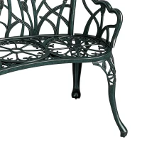 Outsunny Banc de jardin en aluminium moulé, banc extérieur 2 places avec dossier tulipe, assise florale, 99x57x78cm, vert antique(m-14)