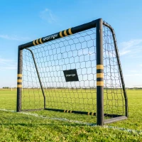SPORTNOW Gol de Futebol com Espuma de Proteção, 5 Estacas de Solo e Rede em PE, 180x60x120cm, Amarelo(m-2)