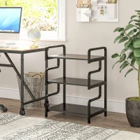 HOMCOM Étagère de rangement à 3 niveaux étagère en métal design industriel structure en acier 55 x 40 x 77 cm Noir(m-2)