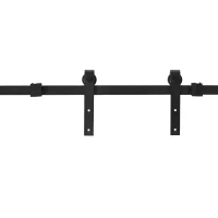 HOMCOM schuifdeursysteem looprail schuifdeurbeslag voor dubbele houten deuren accessoires koolstofstaal zwart 183 x 0,6 x 18 cm(m-9)