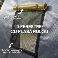 Outsunny Carport 3x6m, Garaj Portabil cu Ușă și Ferestre, Gri Închis(m-5)