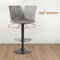 HOMCOM 2er-Set Barhocker im Retrodesign, inkl. Fußstütze, höhenverstellbar, Gaslift, Dunkelgrau(m-5)