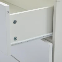 High-Gloss Sideboard with 4 Drawers and 2 Doors, Stylish Storage Cabinet with Anti-Tilt Safety Rails, 140L x 35W x 76.5H cm, White(m-14)