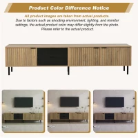 Durable TV Unit with Integrated Cable Management, Modern Lowboard with 2 Drawers and 3 Cabinets, 208L x 40W x 48H cm, Natural(m-5)