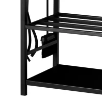 Outsunny Estante para Leña de 2 Niveles Metálico con 4 Herramientas para Chimenea Interior y Exterior 40x30x74,5 cm Negro(m-12)