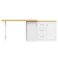 Extendable Sideboard and Dining Table Combo with Storage, Space-Saving Kitchen Island for Small Flats, 180L x 80W x 75H cm, White(m-2)