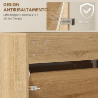 HOMCOM Scarpiera a Specchio con 3 Cassetti a Ribalta per 9 Paia di Scarpe, in Legno, 65x17x114.5 cm, Color Legno(m-7)