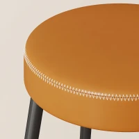 HOMCOM Lote de 2 Sillas de Comedor Redondas Sillas de Cocina Apilables con Asiento Acolchado en PU Marrón y Negro(m-7)