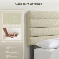 HOMCOM Cabeceira de Cama 140 cm Altura Ajustável em 3 Níveis 106/116/126 cm Estofada em Linho Bege(m-6)