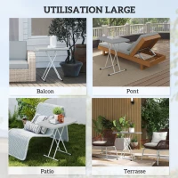 Outsunny Table d'appoint pliable en HDPE table pliante hauteur réglable sur 6 niveaux pour patios jardins 76 x 50 x 74 cm gris(m-7)