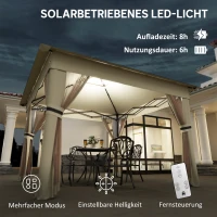 Outsunny Pavillon 3,3x3,3m Wasserabweisend Pop-up Faltpavillon mit LED, Doppeldach, Moskitonetz 4 Seitenteilen Tasche(m-4)