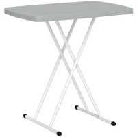 Outsunny Table d'appoint pliable en HDPE table pliante hauteur réglable sur 6 niveaux pour patios jardins 76 x 50 x 74 cm gris(m-11)