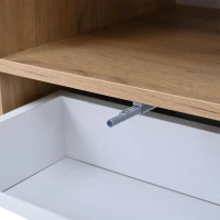 LED TV Stand with App-Controlled Ambient Lighting, Low-Profile TV Cabinet with Cable Management, 180L x 40W x 46H cm, White+Oak(m-13)