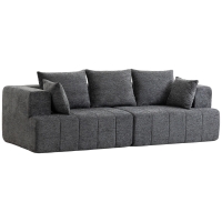 HOMCOM 3-zitsbank, Cloud-bank van chenille met dikke pocketveringvulling, brede diepe zit, brede armleuningen, kussens, grijs