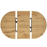 Extendable Dining Table with Sturdy X-Shaped Metal Frame, Space-Saving Convertible Table with Adjustable Feet, 100L x 40W x 75.5H cm, Wood(m-11)
