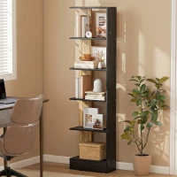 HOMCOM Estante de 5 Níveis Estante Estreita para Espaços Pequenos 45x21x170 cm Preto e Carvalho(m-7)