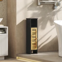 HOMCOM Dulap pentru baie cu suport hârtie igienică bară detașabilă 3 nivele + ieșire hârtie, 78H cm, bambus negru(m-2)