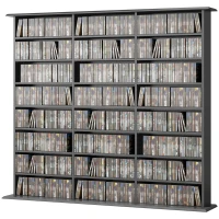HOMCOM Dulap de depozitare 1032 CD-uri / 594 DVD-uri, etajeră multimedia, 24 compartimente și 18 rafturi reglabile, negru(m-10)